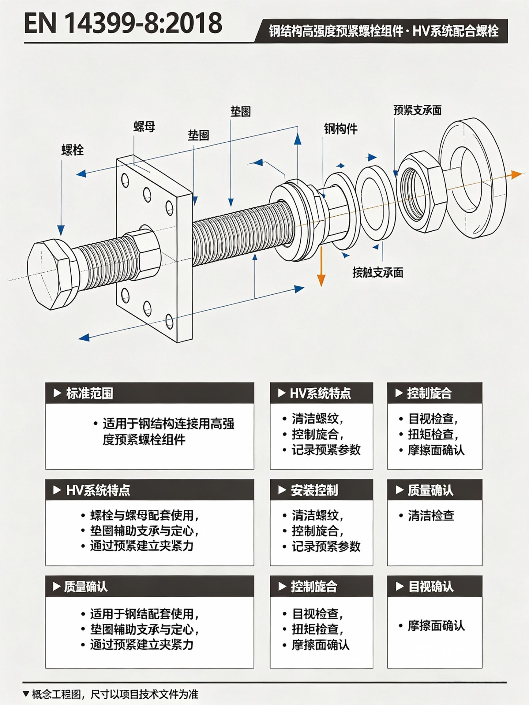 EN14399-8:2018钢结构高强度预紧螺栓组件 · HV系统配合螺栓核心解读