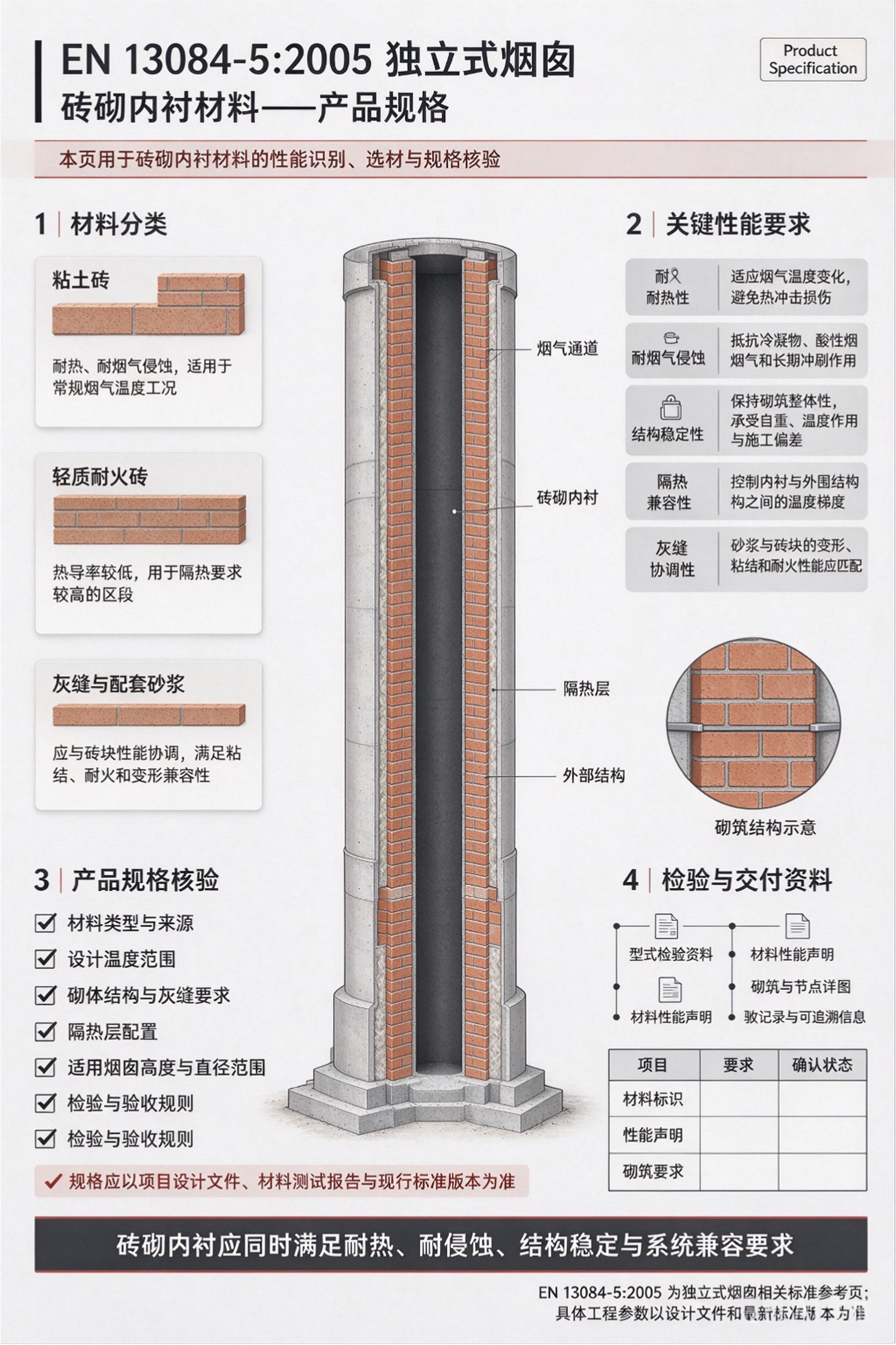 EN13084-5:2005 独立式烟囱 · 砖砌内衬材料——产品规格详细解读