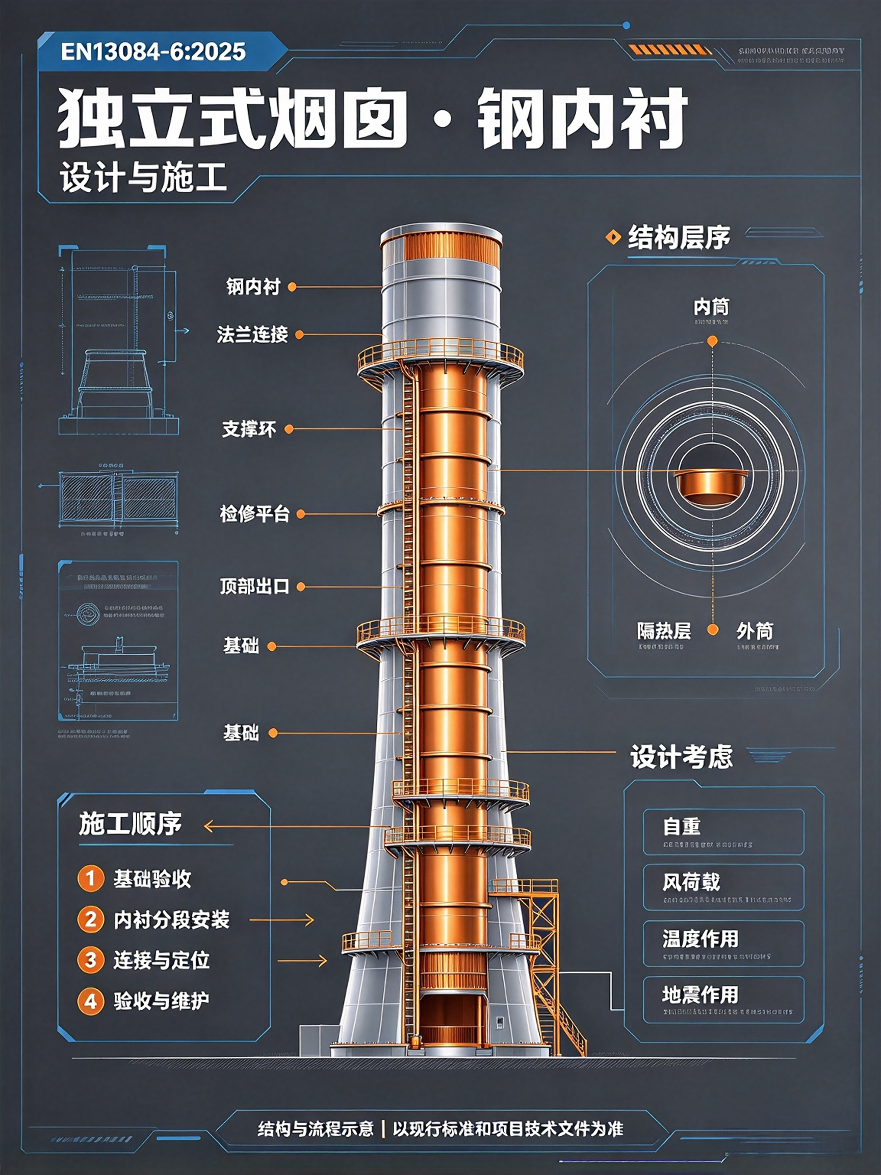 EN13084-6:2025 独立式烟囱 · 钢内衬——设计与施工核心解读